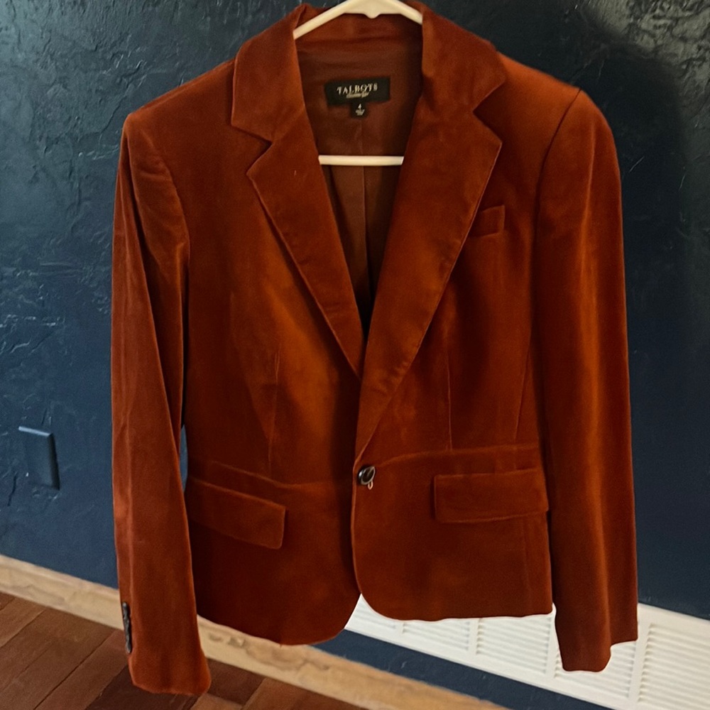Dark orange velvet blazer